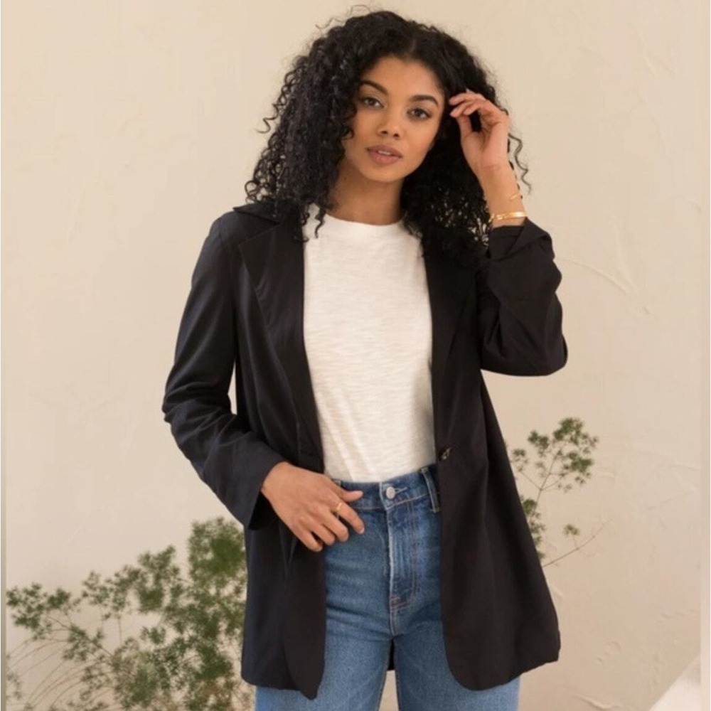 ABLE Micah Drapey Blazer Womens Size XXL Black Single Button Ethical Fashion
